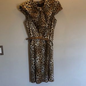 Cheetah print high neck midi dress